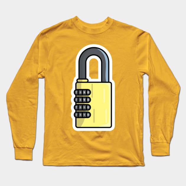 Padlock For Password Secure Sticker vector illustration. Technology and safety objects icon concept. Symbol protection and secure. Cyber security digital data protection concept sticker design Long Sleeve T-Shirt by AlviStudio